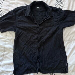 Stussy Men's Casual Black Button Down Shirt
